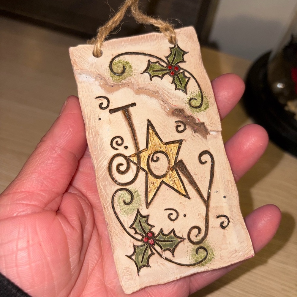 Festive Joy Holiday Ornament with Holly Design